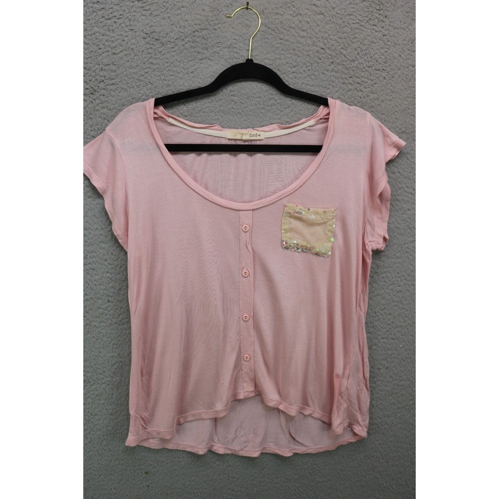 Vtg. Rewind Cropped Sequin Pocket Tee-Size Large-Y2K-90's-BOHO-Cottagecore